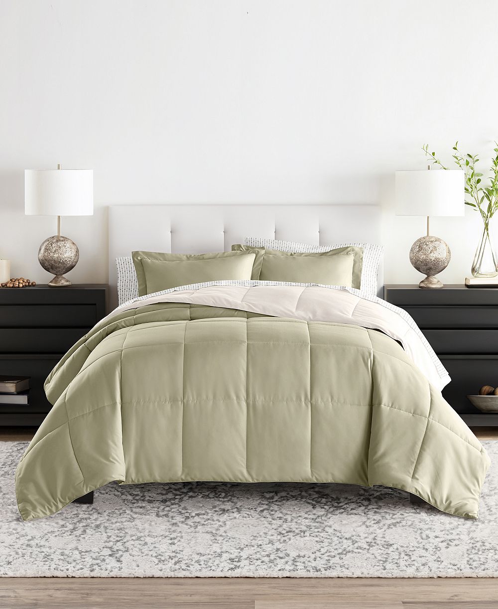 ienjoy Home Bedding Bundle Reversible Pattern 7-Piece Comforter Set, Full