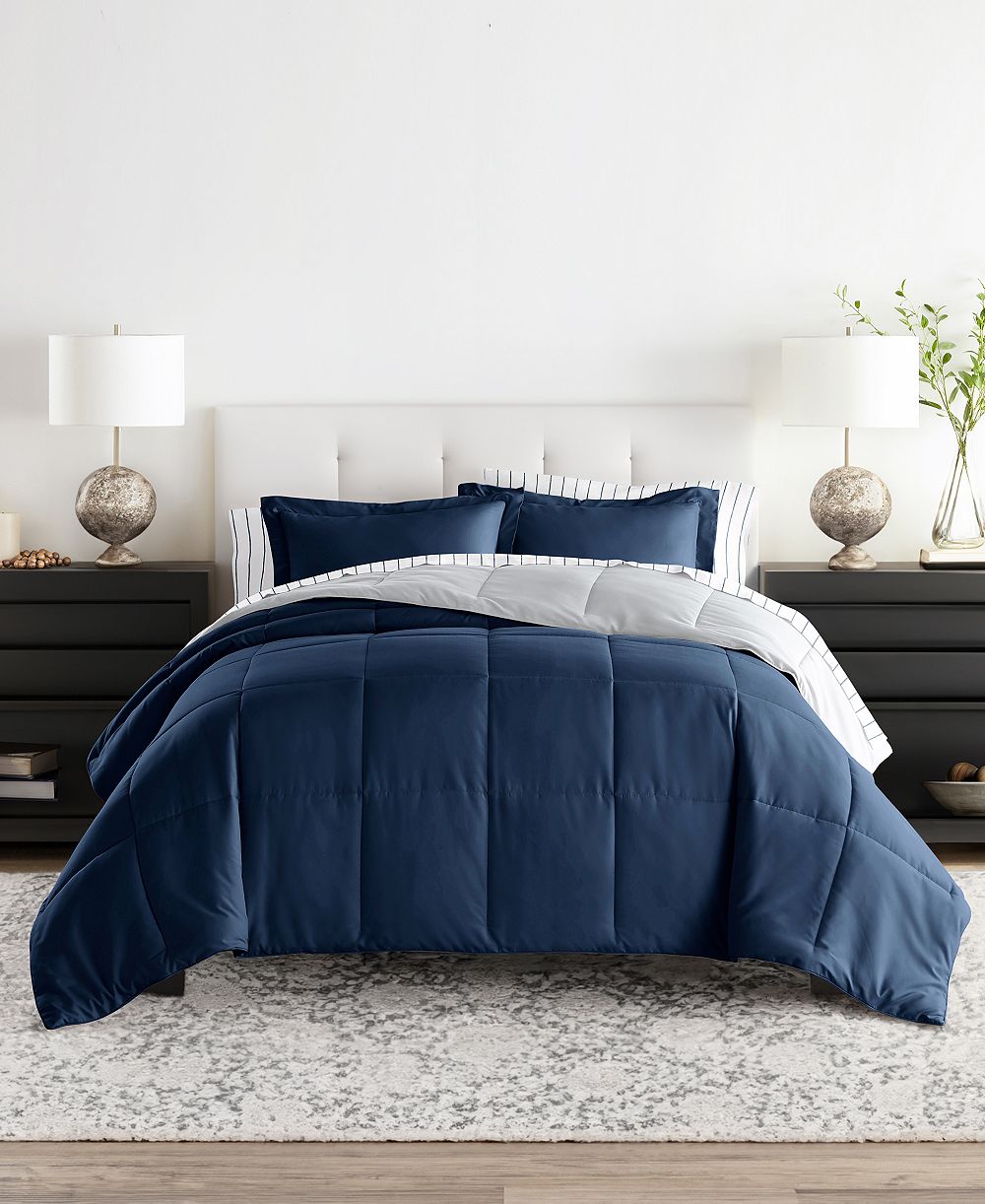 ienjoy Home Bedding Bundle Reversible Pattern 7-Piece Comforter Set, Queen