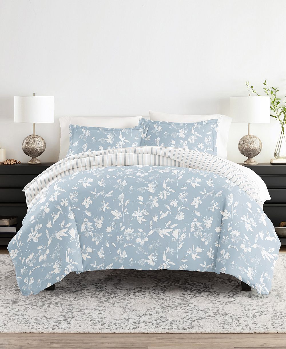 ienjoy Home Bedding Bundle Patterned 8-Piece Comforter with Duvet Cover Set, King