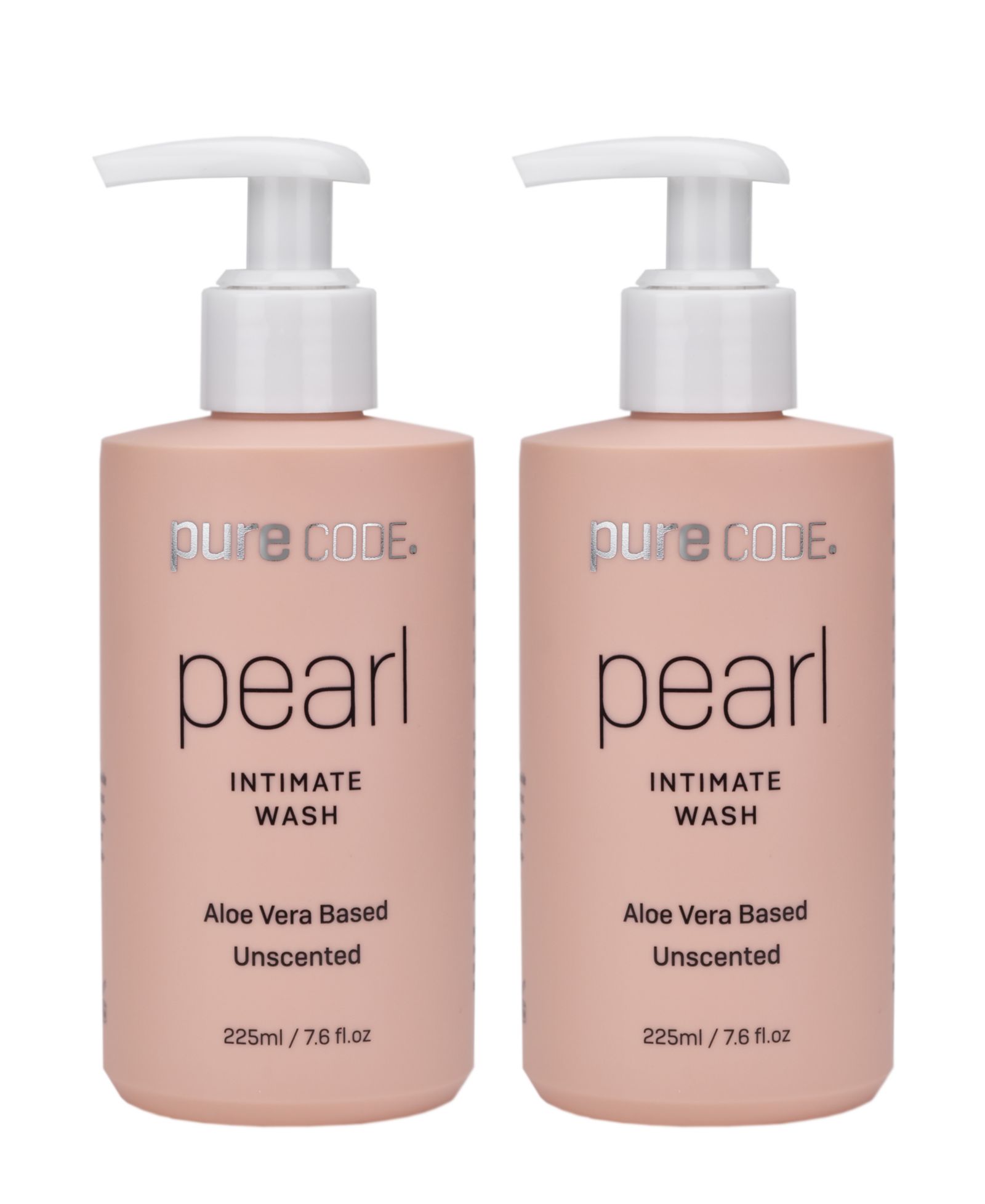 PURECODE Pearl Probiotic Aloe Vera-Based-Unscented Intimate Wash, 225ml/7.6fl.oz Duo