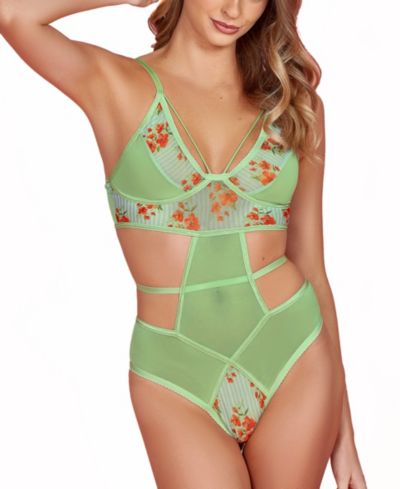 Hauty Women's 1-Piece Floral Embroidered Bodysuit Lingerie