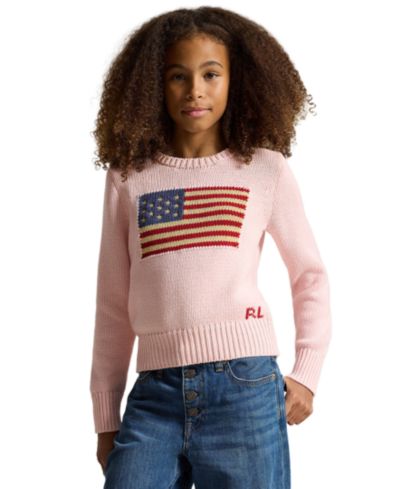 Polo Ralph Lauren Girls' 7-16 Flag Crewneck Sweater