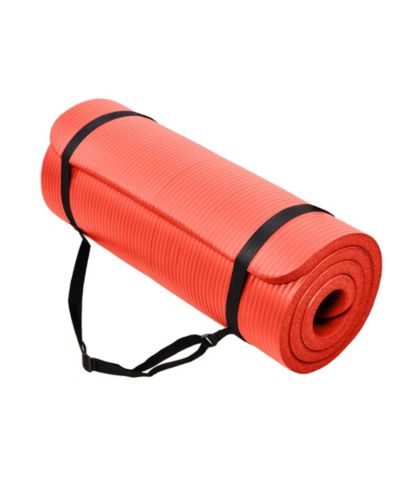 Коврик для фитнеса BalanceFrom Fitness GoCloud 1" Extra Thick с ремешком, красный