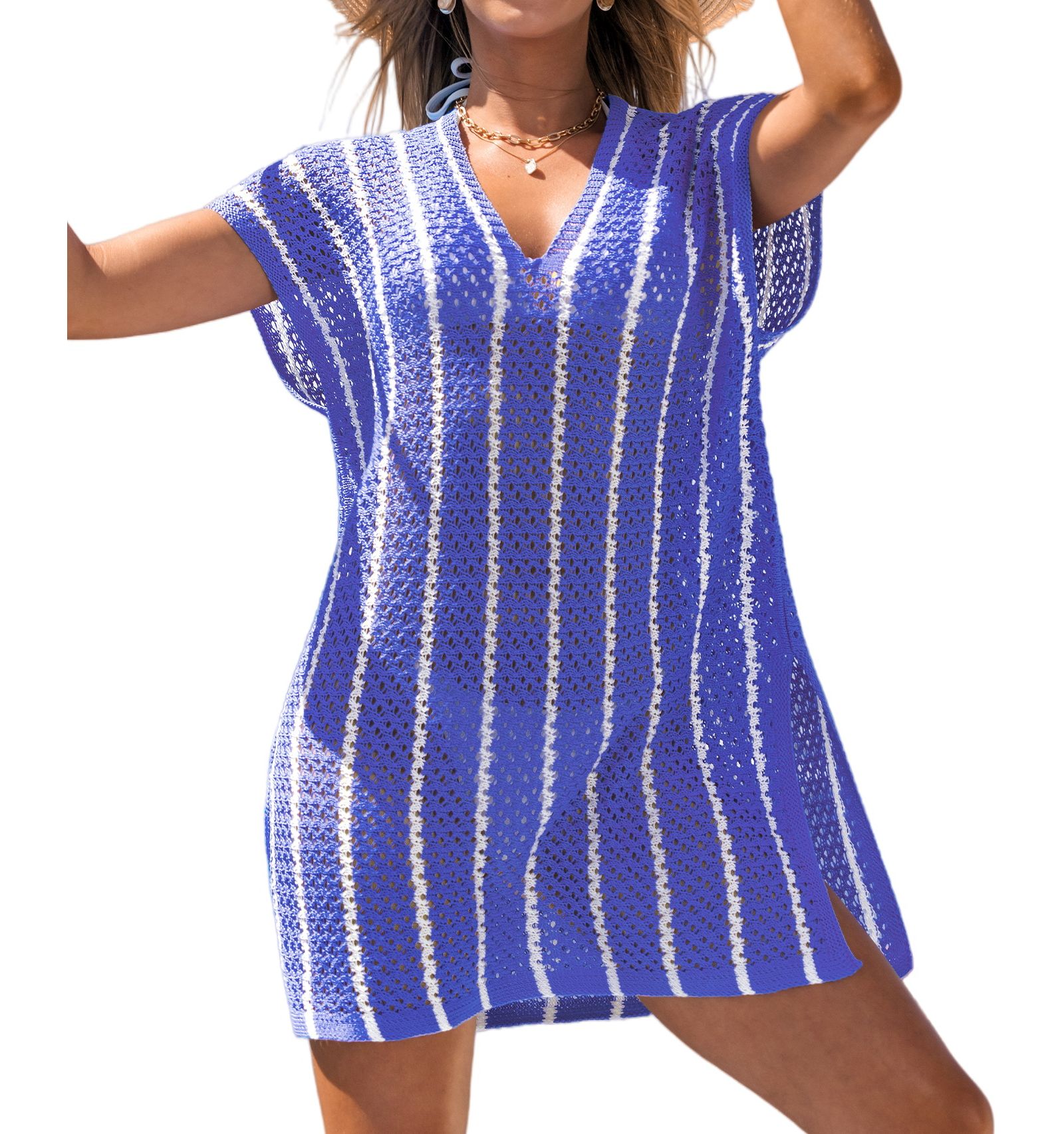 Cupshe Женский Ocean Wave Striped Knit Cover-Up Dress
