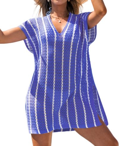 Cupshe Женский Ocean Wave Striped Knit Cover-Up Dress
