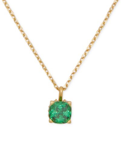 kate spade new york Cubic Zirconia Square Pendant Necklace, 16" + 3" extender