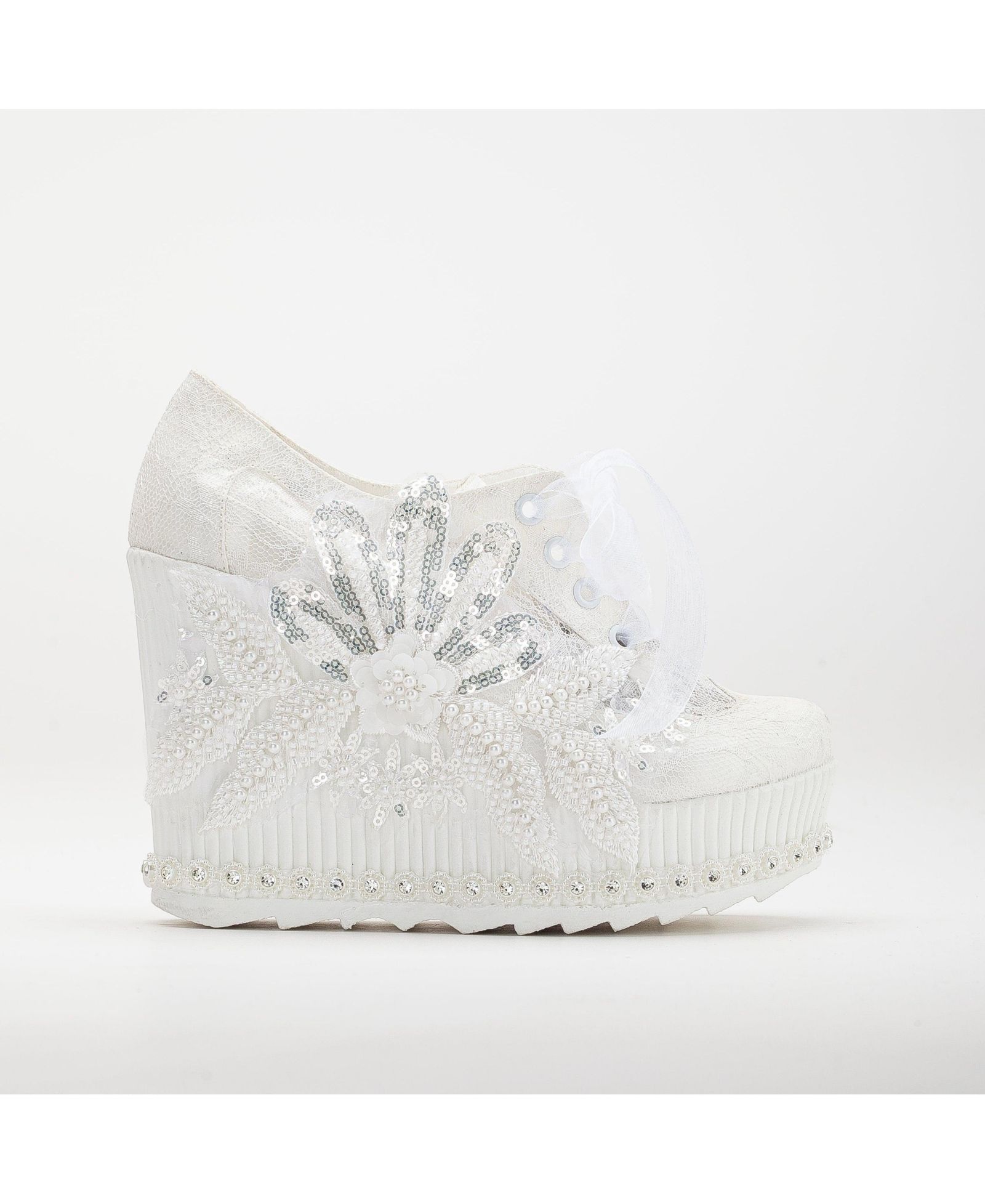 Sheri Lace Bridal Platform Sneakers