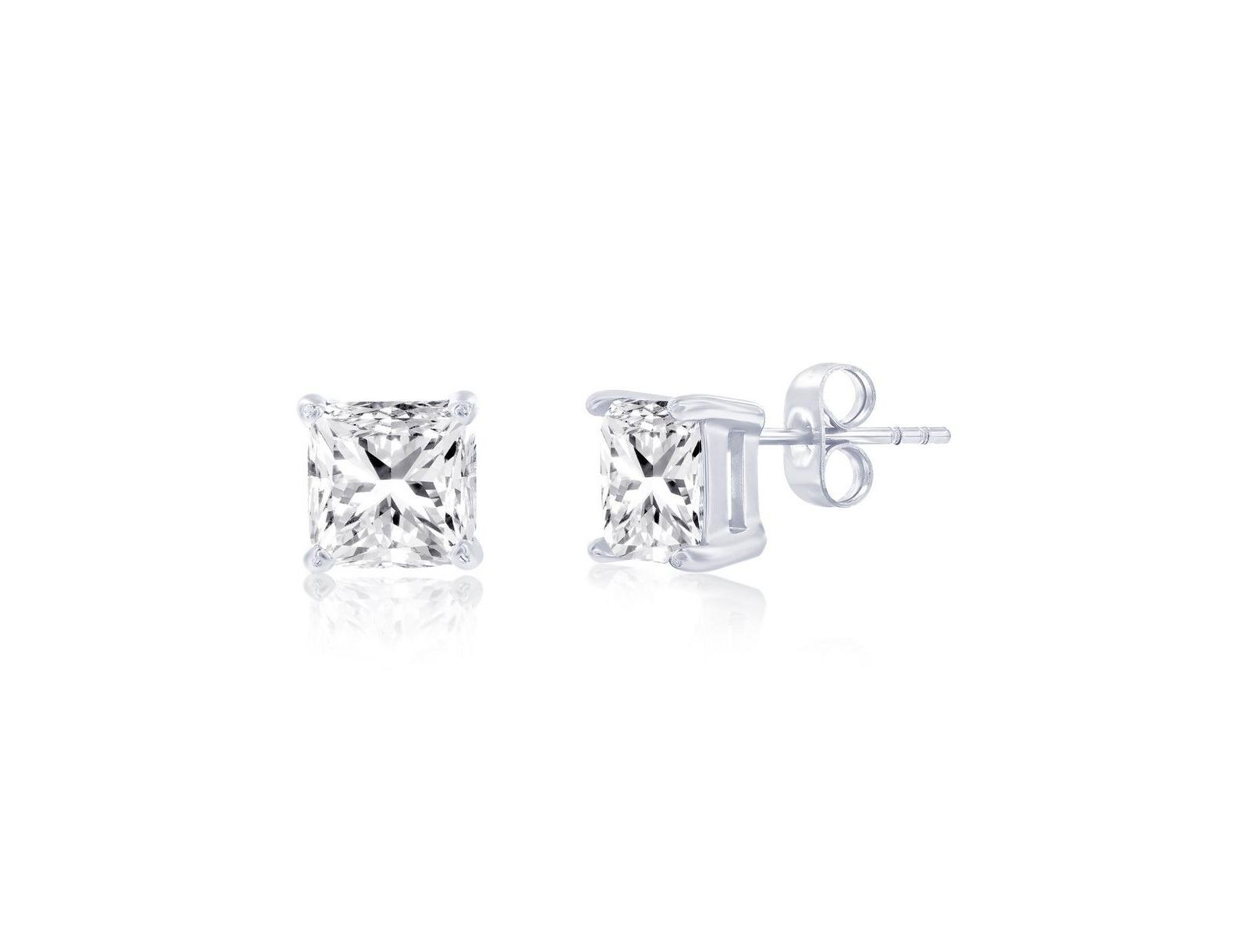 Stainless Steel, Square CZ Studs