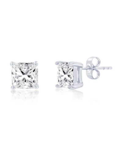 Stainless Steel, Square CZ Studs