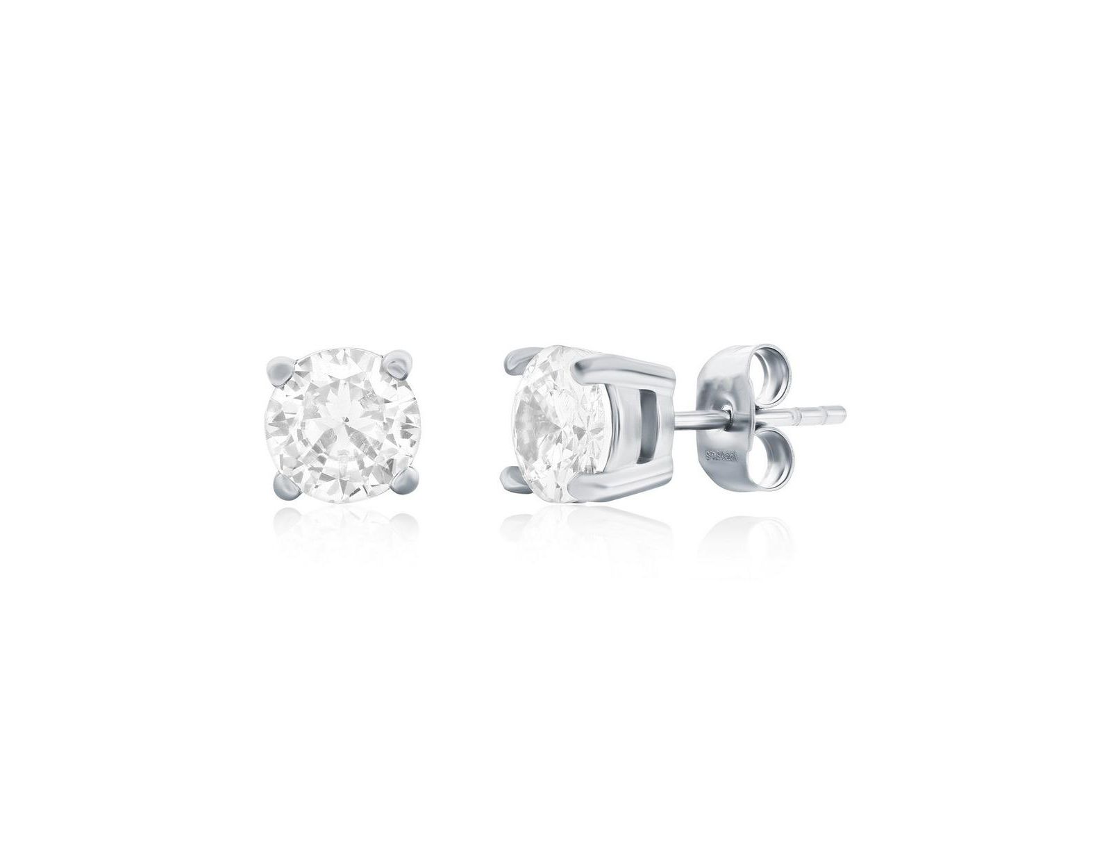 Stainless Steel, Round CZ Studs