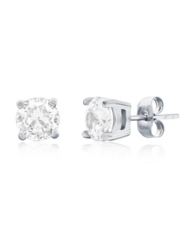 Stainless Steel, Round CZ Studs