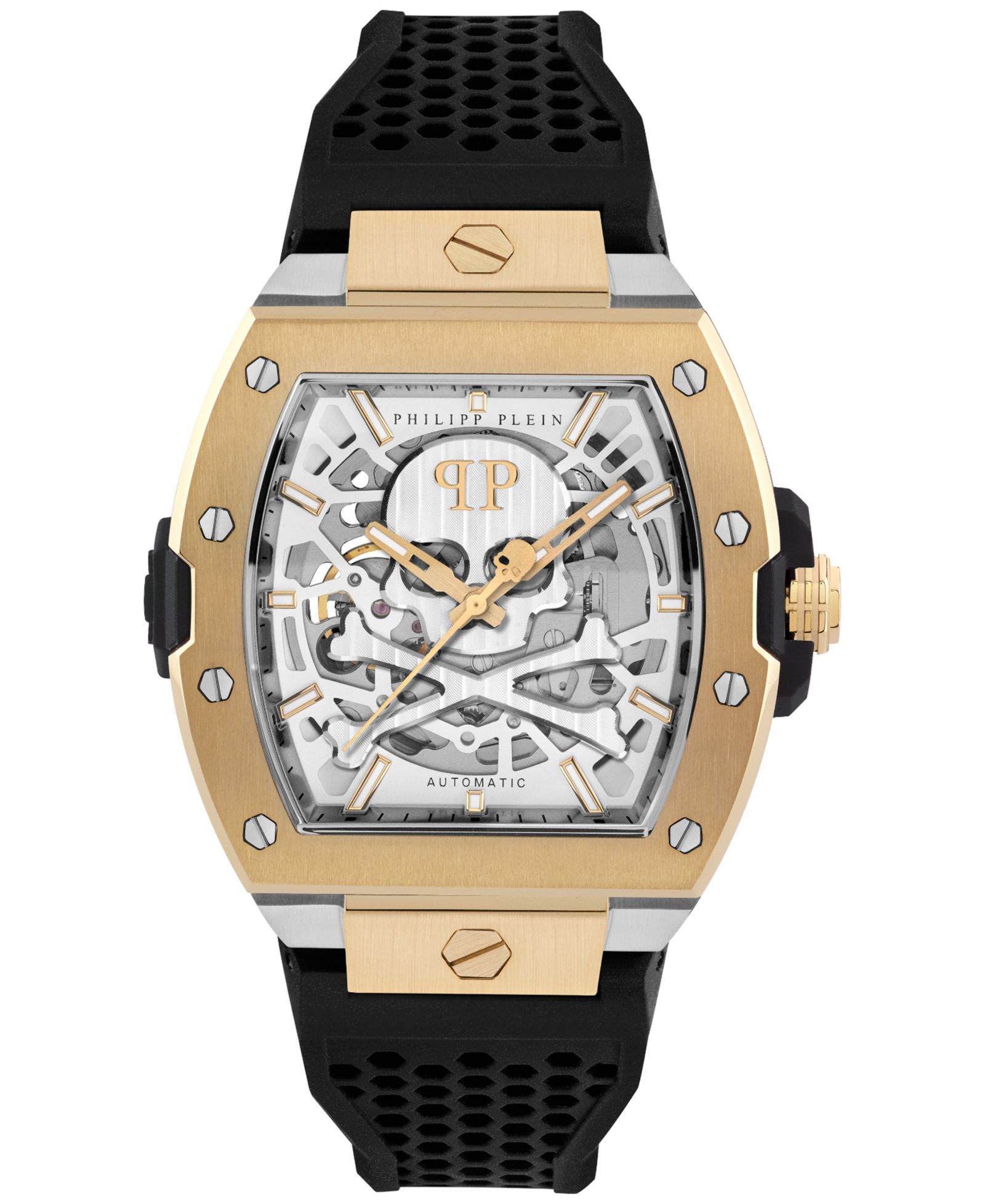 Philipp Plein Мужские Automatic The Skeleton 2.0 Black Silicone Strap Watch 44mm