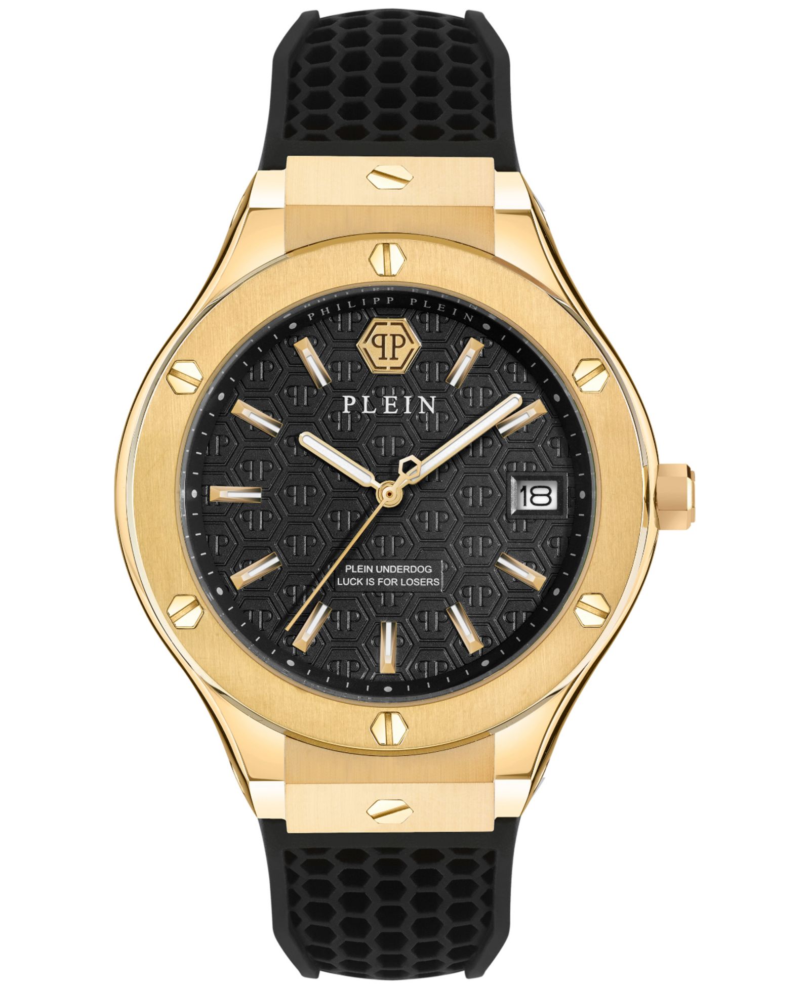 Philipp Plein Мужские часы Underdog Black Silicone Strap 44mm
