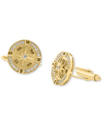 EFFY® Мужские запонки Diamond Compass из золотого покрытия на серебре 14k