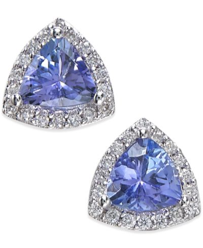 EFFY® Tanzanite (3/4 ct. t.w.) and Diamond (1/8 ct. t.w.) Stud Earrings in 14k White Gold