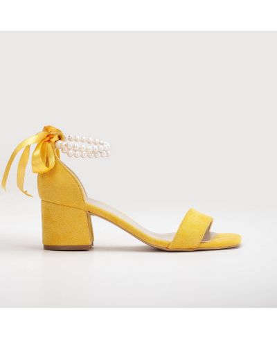 Yellow suede faux leather