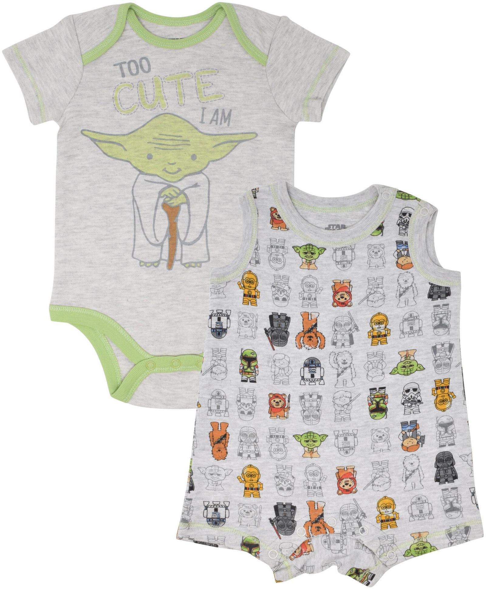 Star Wars Baby Boys Yoda Bodysuit and Romper