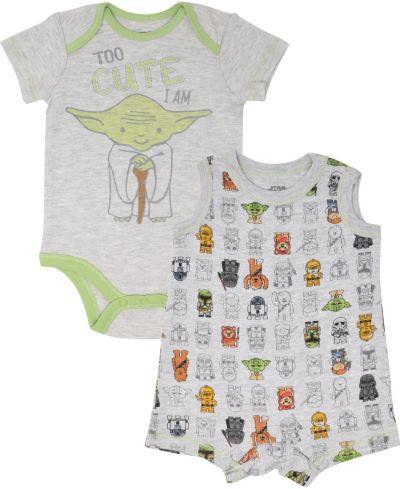 Star Wars Baby Boys Yoda Bodysuit and Romper