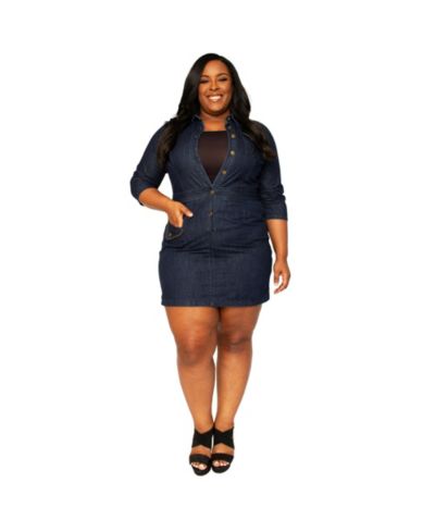 Poetic Justice Plus Size Denim Side Zip Mini Dress