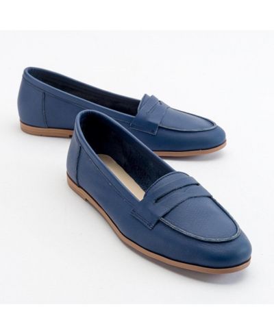 Navy blue leather