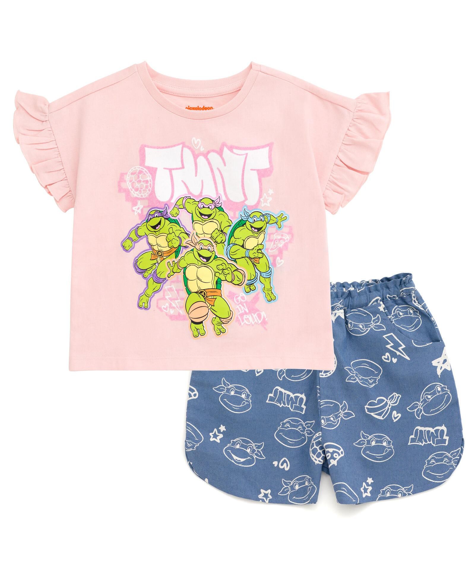 Teenage Mutant Ninja Turtles Girls T-Shirt and Chambray Shorts Outfit Set
