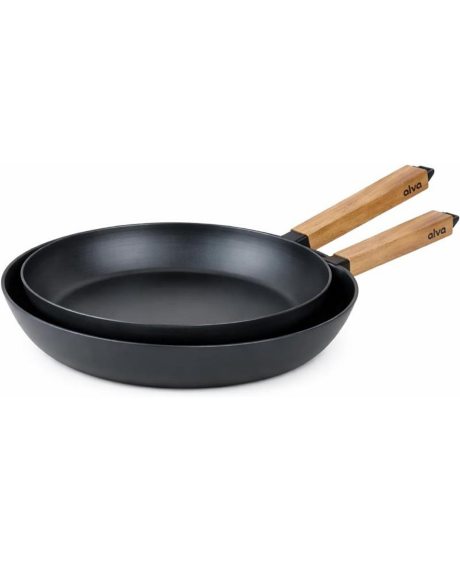 Alva Forest Carbon Steel Frying Pan 2-Piece Set w/ Acacia Wood Handle
