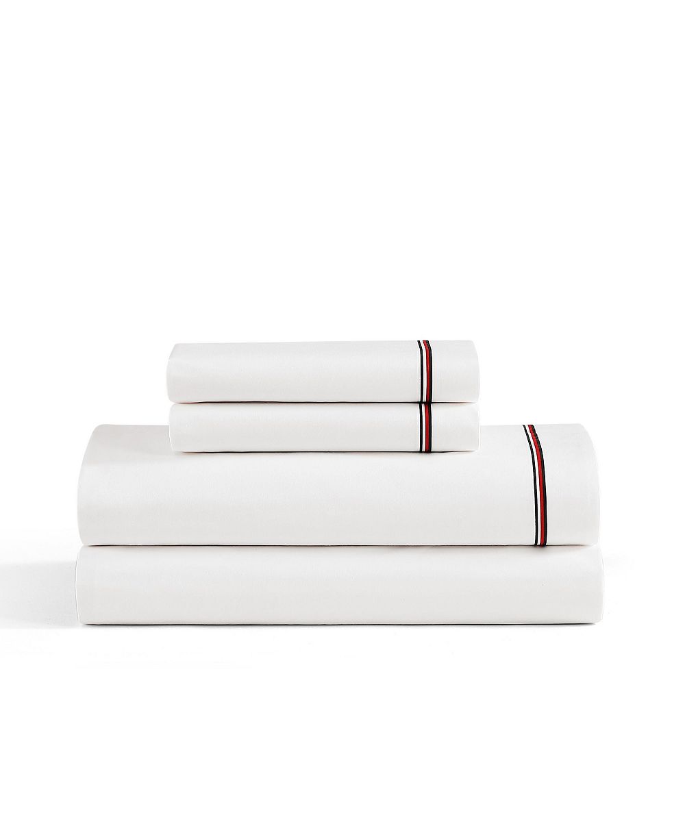 Tommy Hilfiger Printed 200-Thread Count Cotton Percale 4-Piece Sheet Set, King
