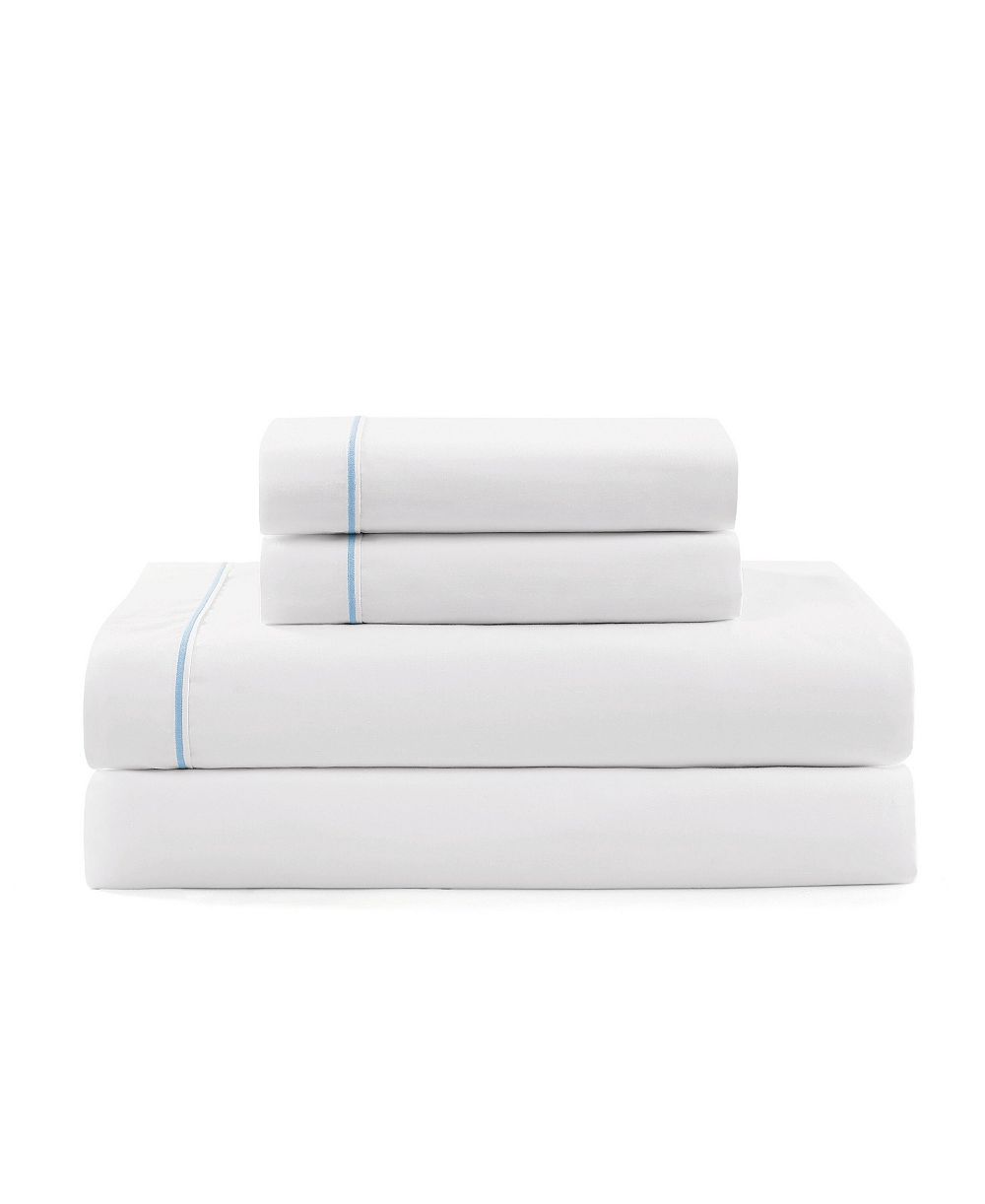 Комплект постельного белья Tommy Hilfiger Solid 200-Thread Count Hem Stripe Cotton Percale, Twin XL