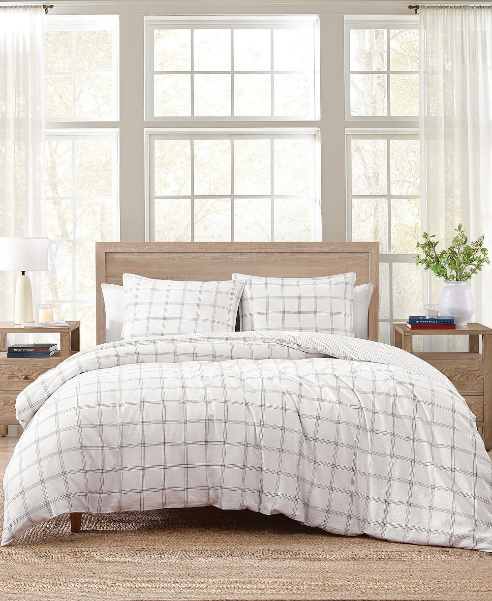 Комплект пододеяльников Tommy Hilfiger Modern Windowpane Faux Linen 3-Pc. Full/Queen