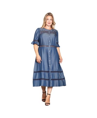 Платье миди с пуговицами из тенселя Plus Size