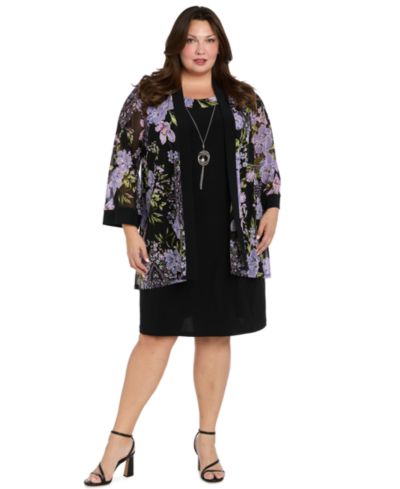 R & M Richards Petite Necklace Sheath Chiffon-Jacket Dress