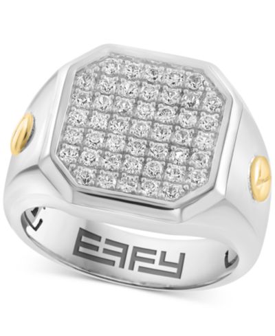 Мужское кольцо EFFY® с белым цирконом (1-1/2 ct. t.w.) из стерлингового серебра и 14k Gold