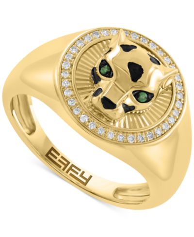 Кольцо EFFY® Panther с бриллиантом и tsavorite, 14k Gold, Мужское