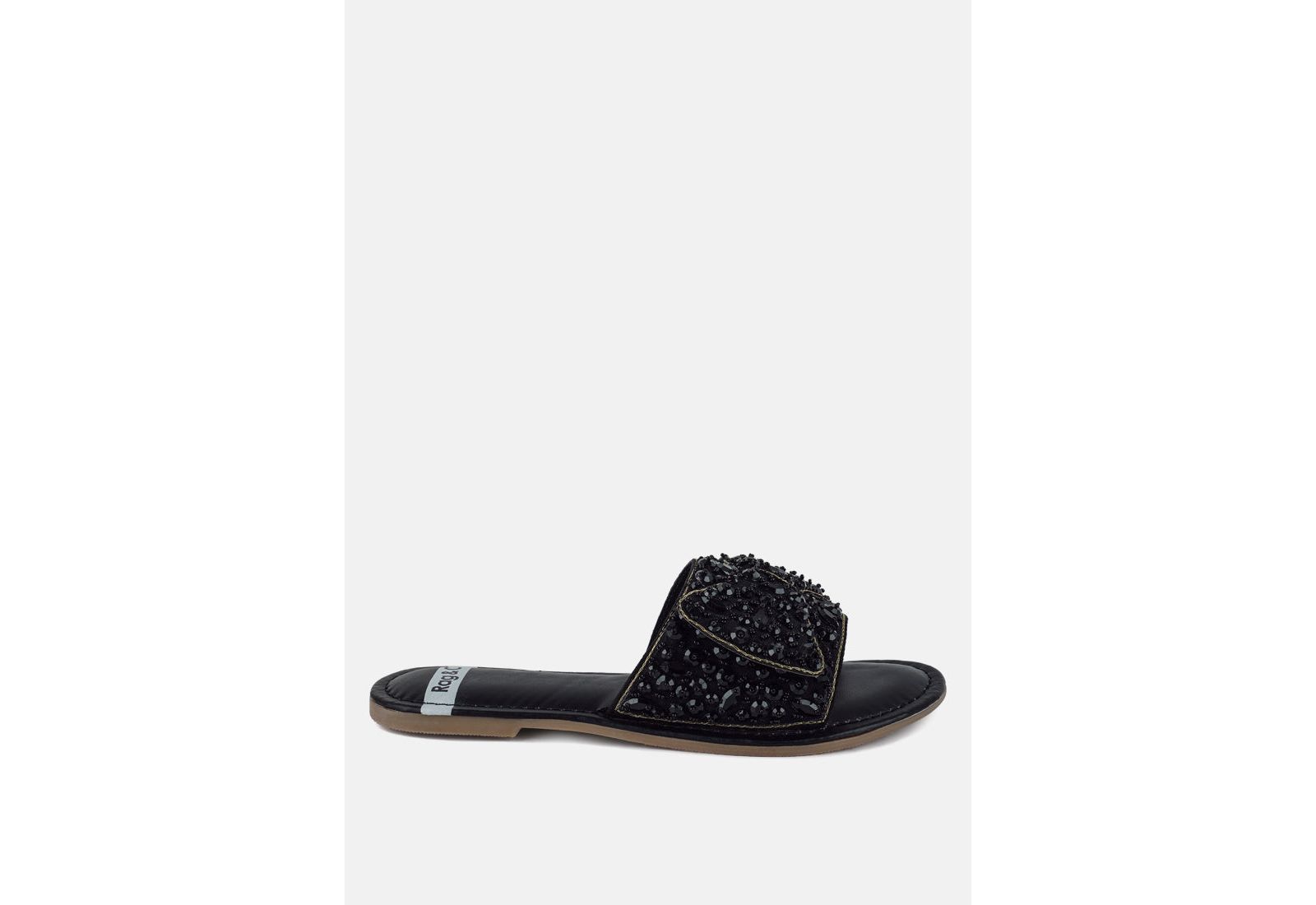Rag and Co Womens Pipa Big Bow Beaded Flats