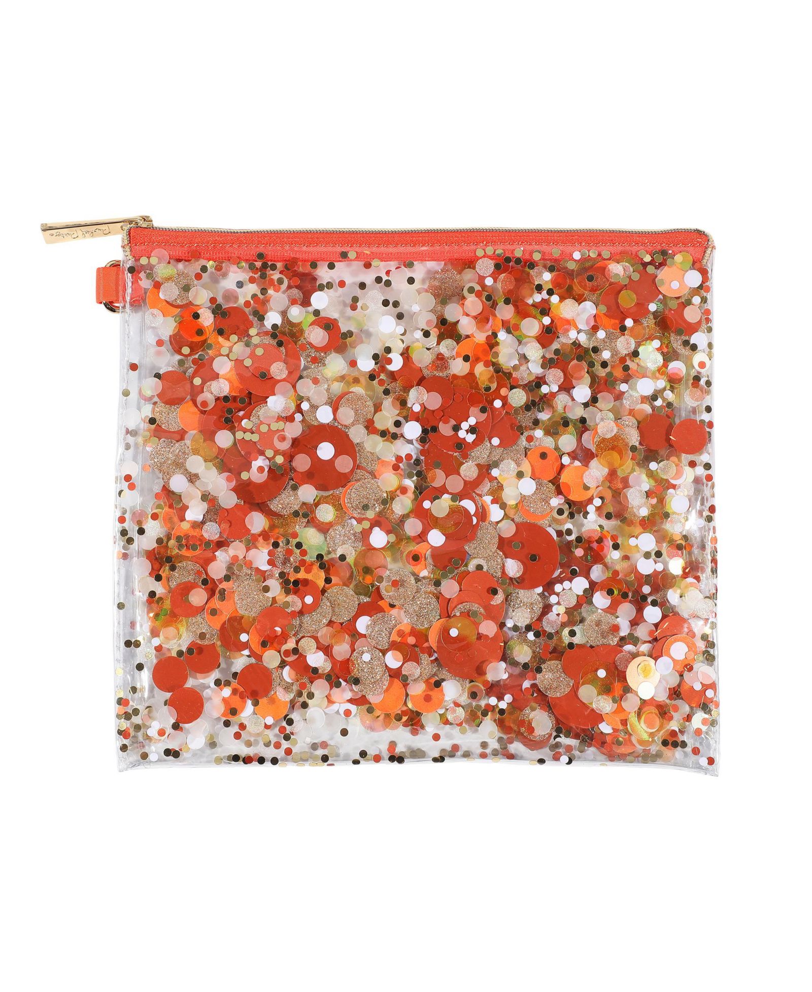 Packed Party Spirit Squad Confetti Everything Pouch Makeup Bag Travel BagCosmetic Bag for Women (Orange Burst)