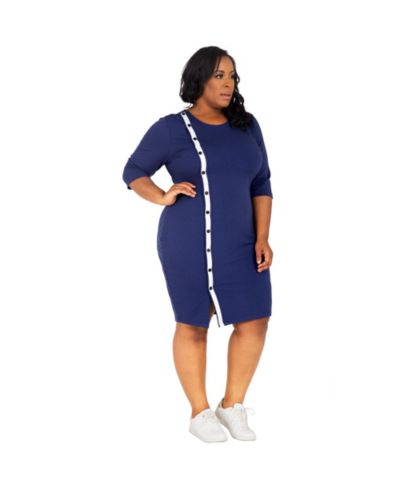 Poetic Justice Plus Size Snap-Button Knee-Length Sheath Dress