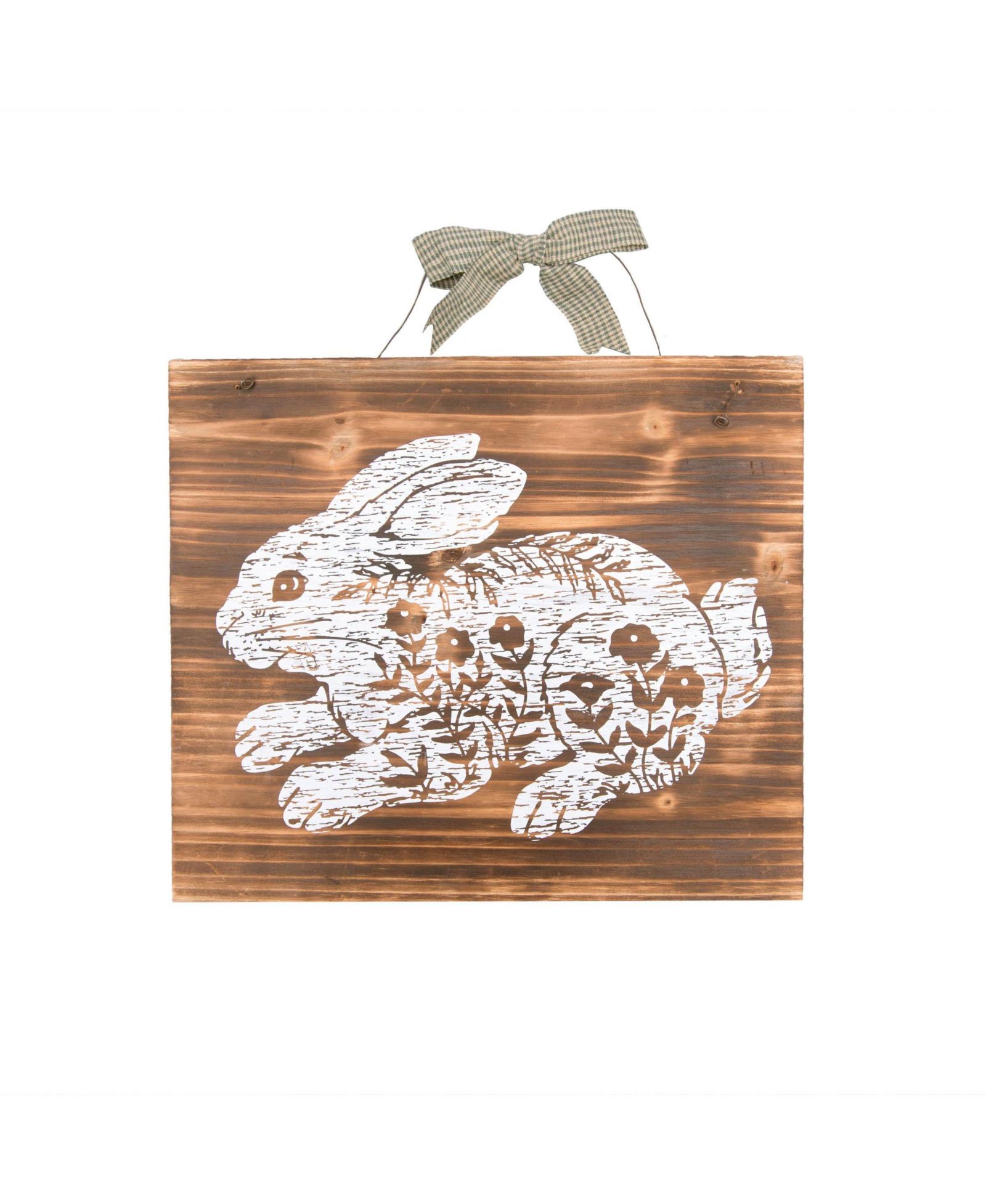 Etched Farmhouse Easter Rabbit Bunny Wood Hanging Wall Art 13" x 15"
