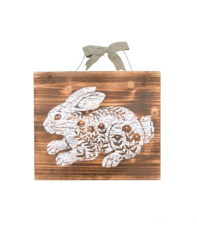 Декоративное панно Gallerie II Etched Farmhouse Easter Rabbit Bunny Wood Hanging Wall Art 13" x 15"