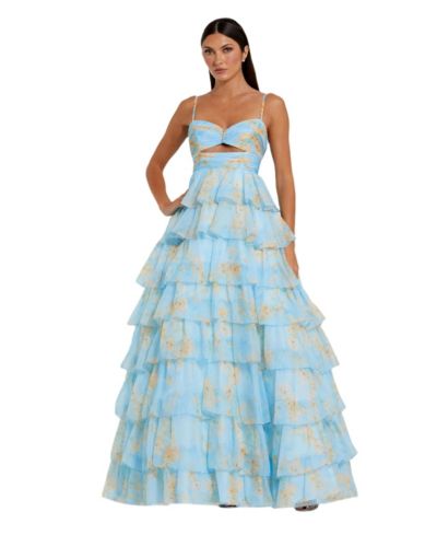 Женское вечернее платье Mac Duggal Floral Cut Out Ruffle Tiered