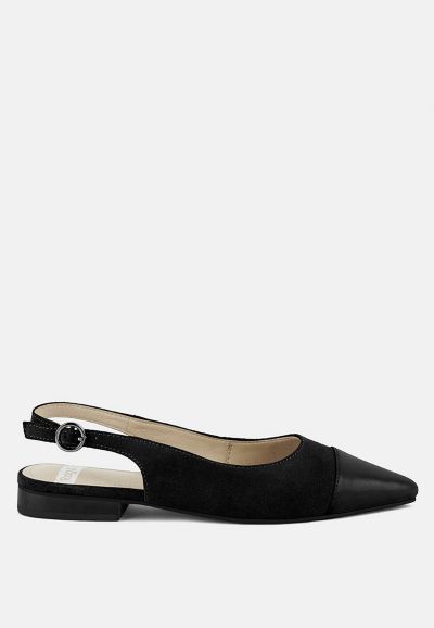 Rag and Co Womens Uwaha Genuine Leather and Real Suede Slingback Flats