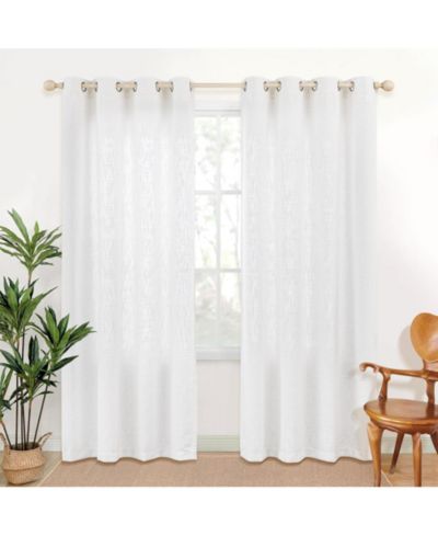 Awesome Home Linen Blend Privacy and Light Filtering Texture Grommet Pair 2 Panels