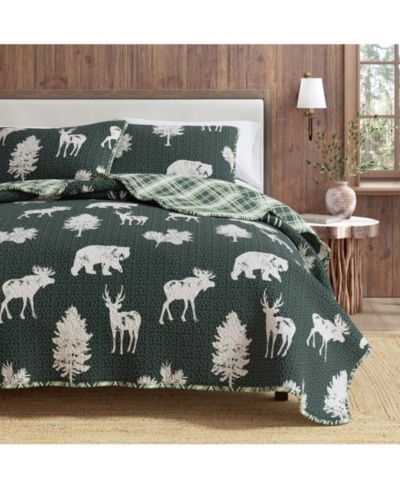 Linery and Co. Deer & Trees Microfiber Quilt Set с наволочками