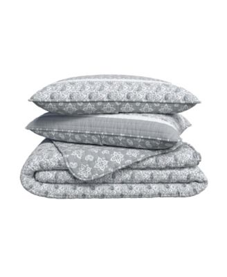 Linery and Co. Stripe and Paisley Microfiber Quilt Set With Shams