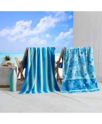 Royal blue/teal turtle & stripe