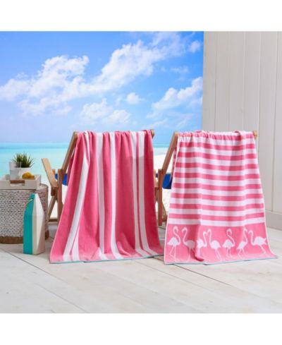 Pink/white flamingo & stripe