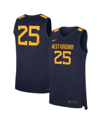 Nike Men's 25 Navy West Virginia Mountaineers Road Replica Basketball Jersey