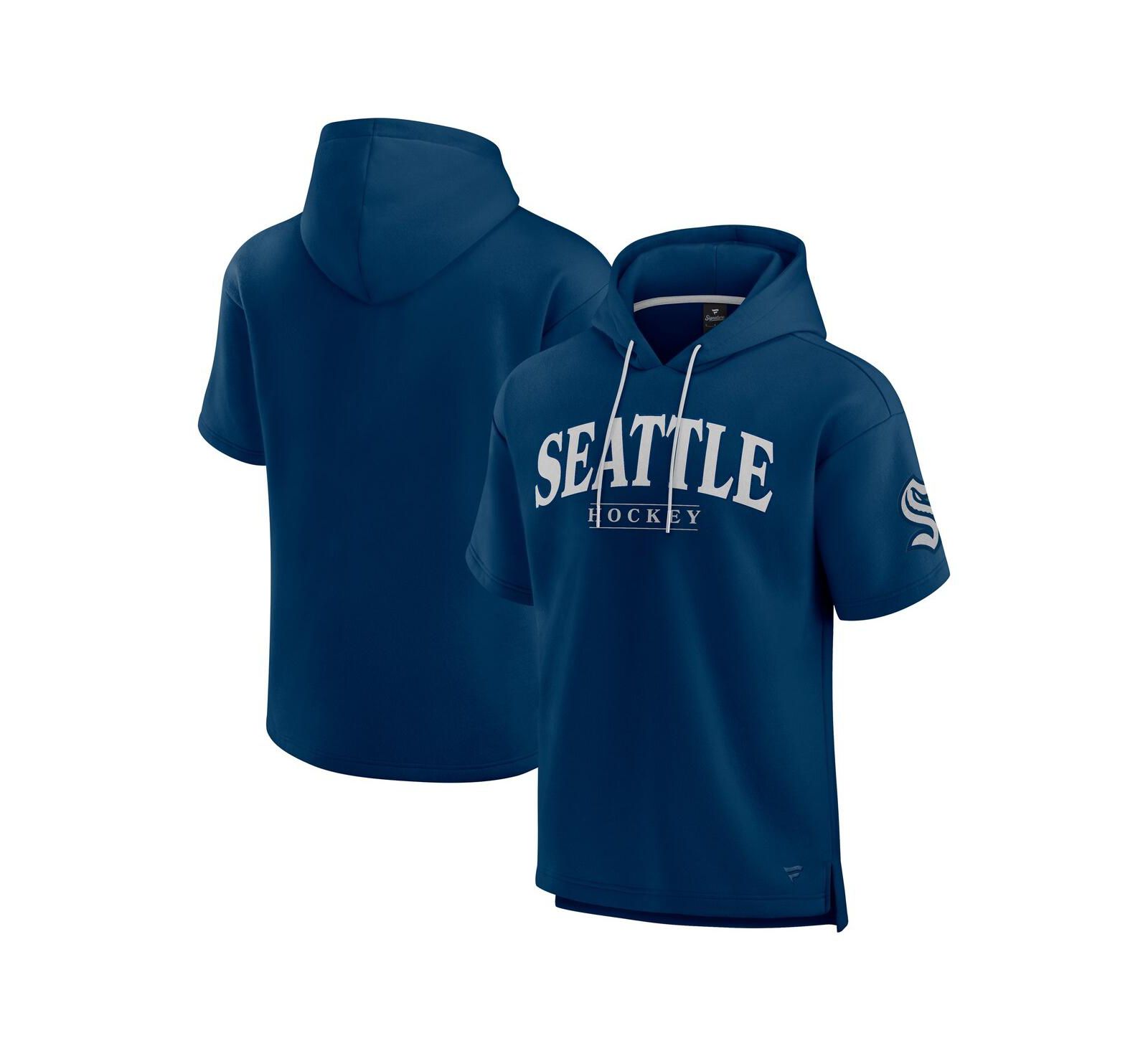 Fanatics Men's Deep Sea Blue Seattle Kraken Elements Ready Short Sleeve Pullover Hoodie