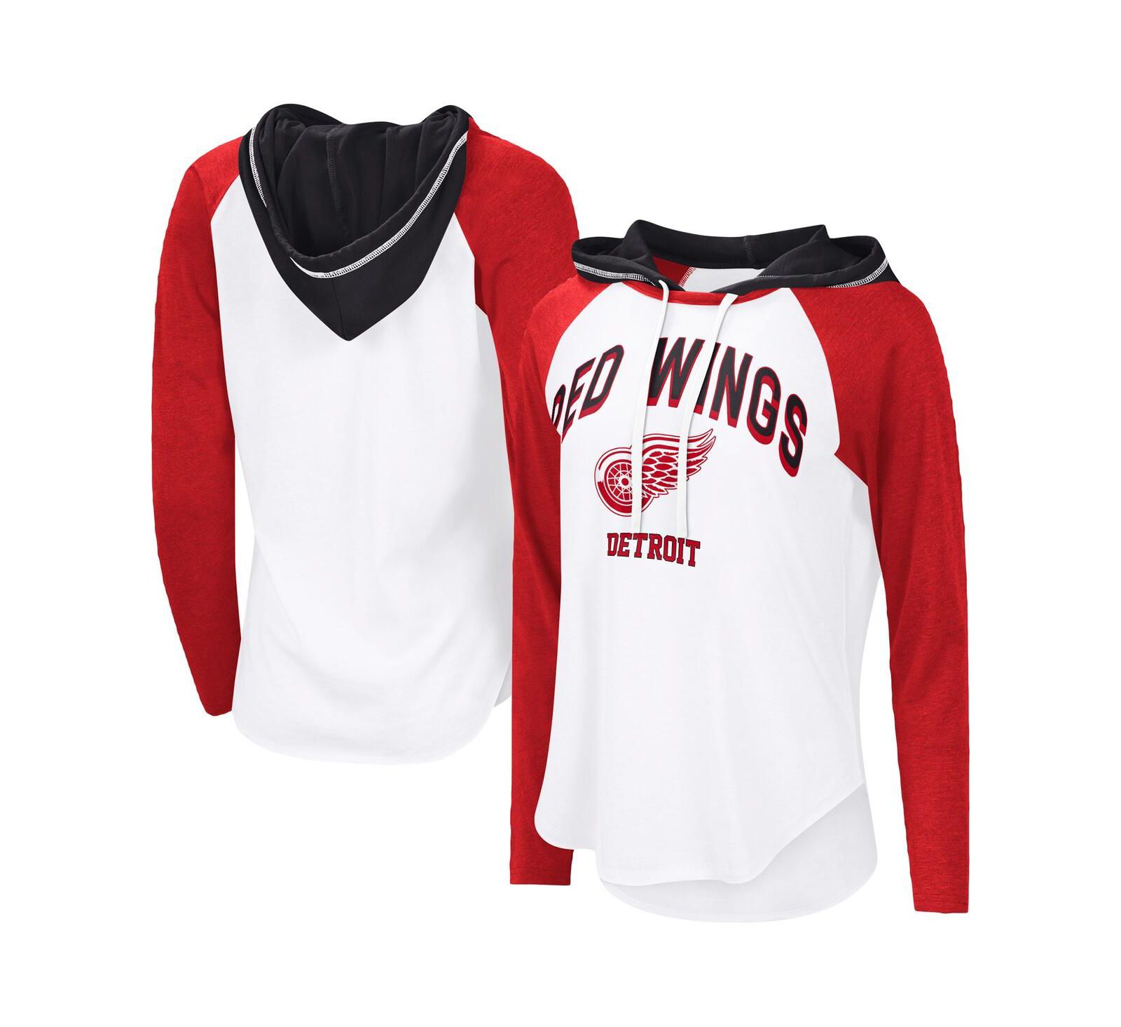 G-III 4Her by Carl Banks Женская футболка-худи с длинным рукавом Detroit Red Wings VIP Raglan, белая