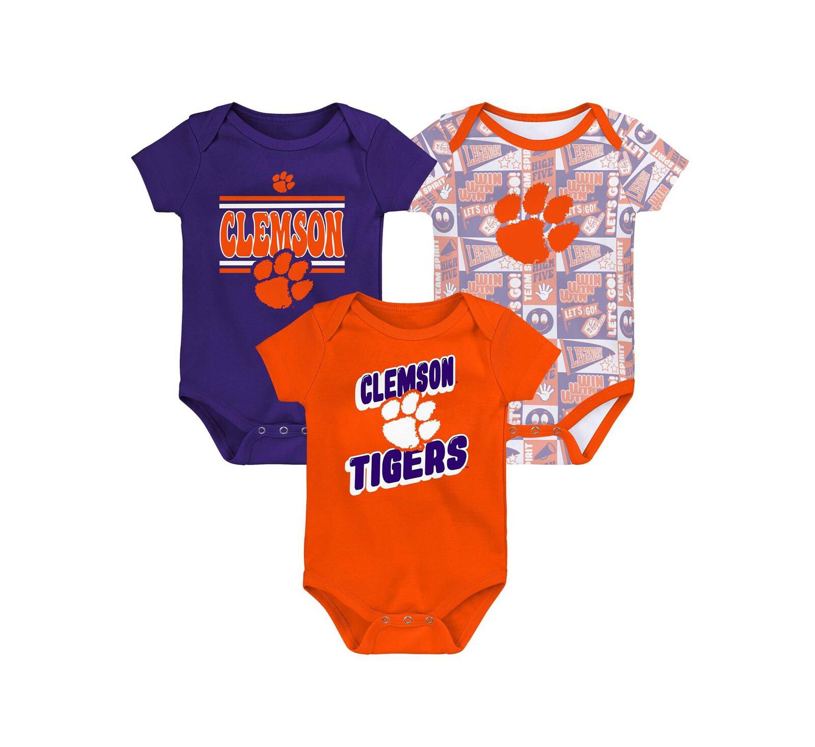 Набор боди Outerstuff Newborn Orange Clemson Tigers 3-Pack