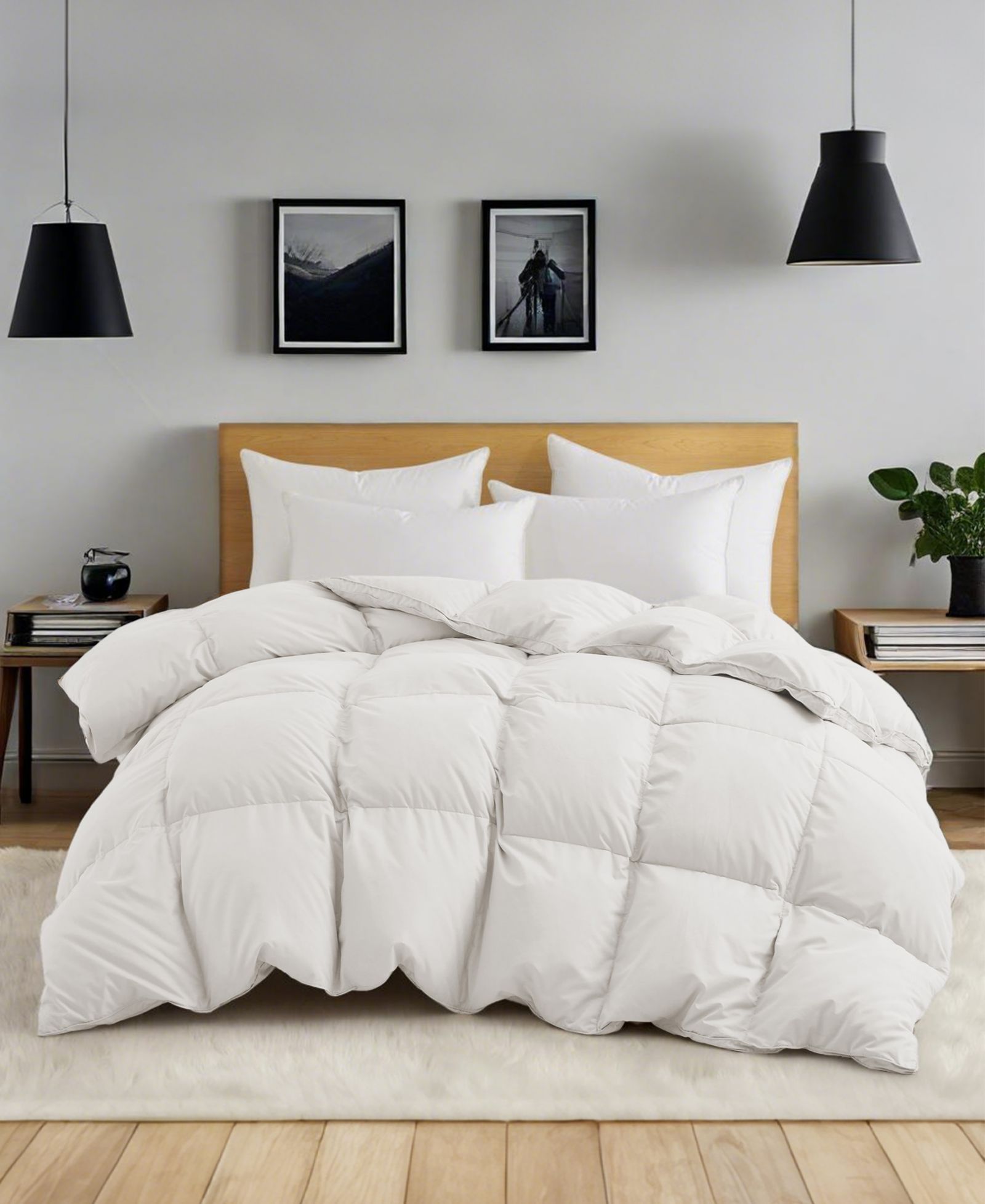 UNIKOME Buttery Soft Goose Down Feather Comforter, Twin